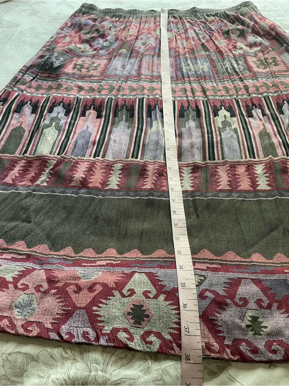 Vintage‎ Pull On Purple Aztec Maxi Skirt 26W Western Boho Festival 2X Plus Size